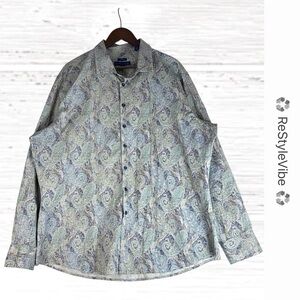 KOLTE Men’s Size XXL Shirt Button Down Long Sleeve Stretch Cotton Paisley Print